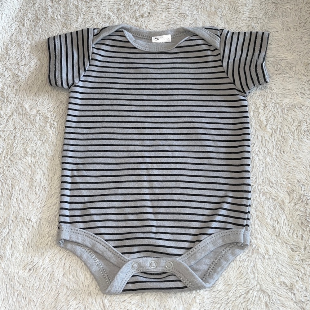 (3 for $10) little treasure 6-9 month striped bodysuit 100% cotton